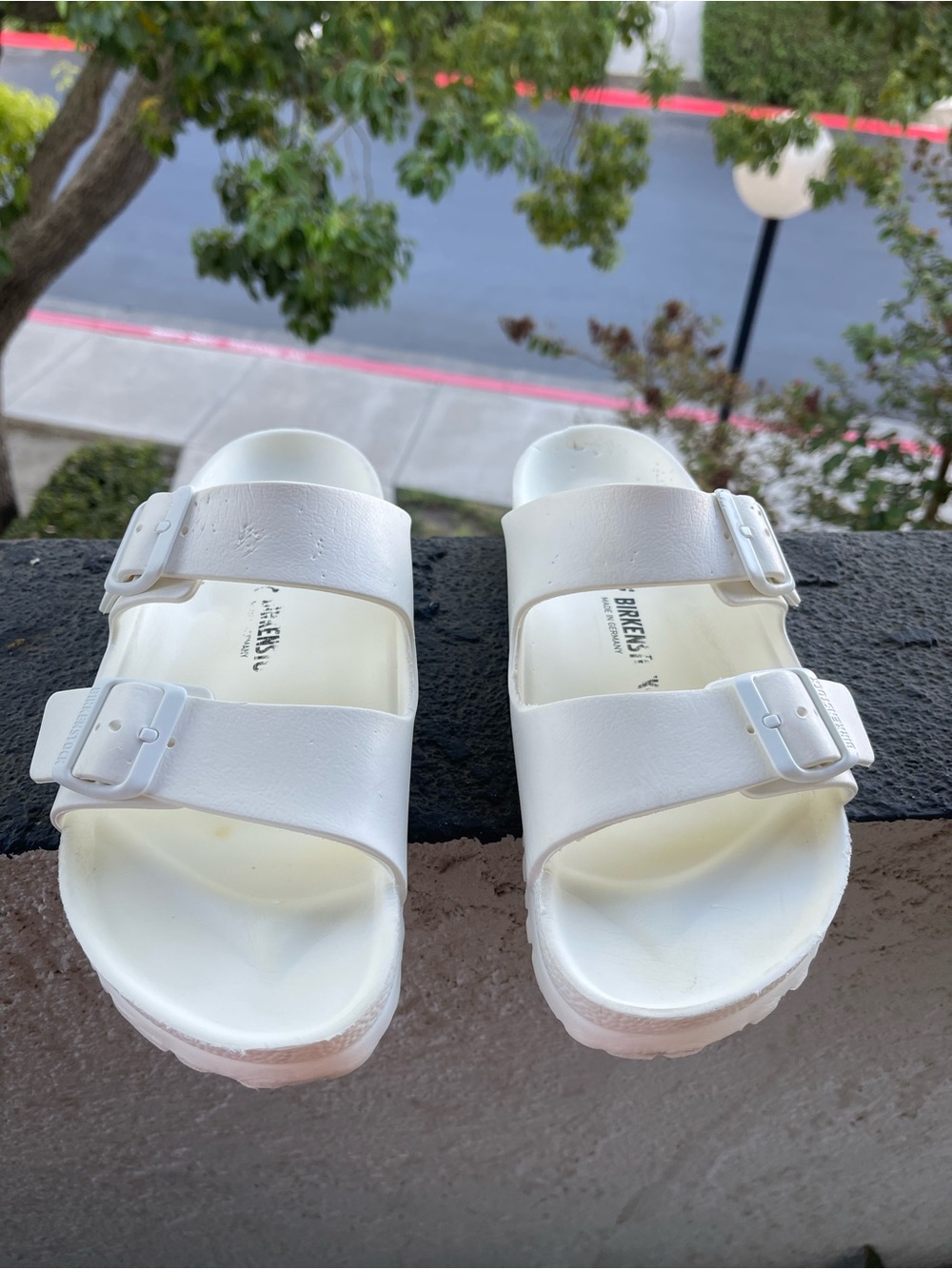 Birkenstock  White Double-Buckle EVA Sandals size 10